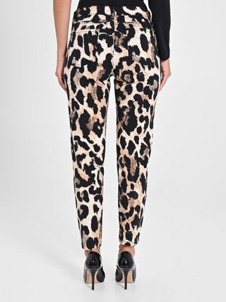 Pantaloni Denim Skinny Stampa Animalier
