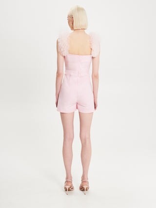 Tuta Corta Rouches Tulle Rosa