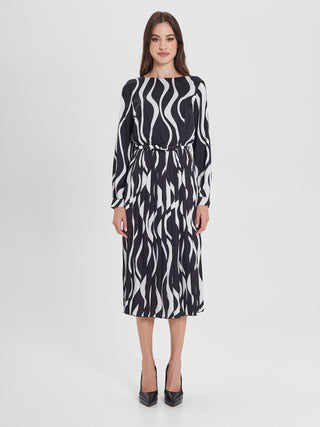 Abito Plissè stampa Onde Black & White