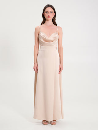 Abito Lungo in Raso Beige