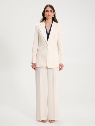 Giacca Lunga Monobottone Fluida Avorio