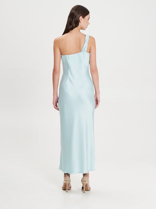 Abito Monospalla con Torchon Verde Acqua