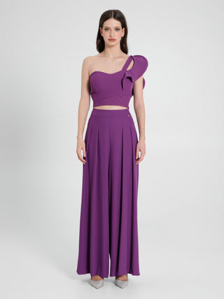 Top Monospalla con Rouche Viola Melanzana