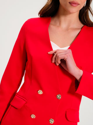 Giacca Rossa con Bottoni Gioiello