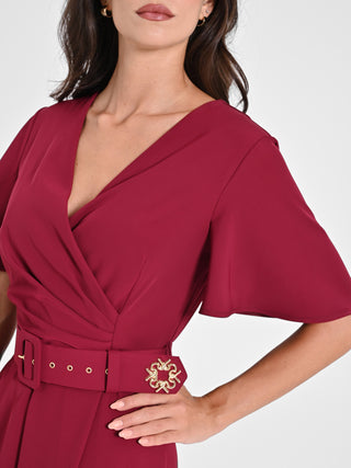 Tuta con Maniche ad Aletta Bordeaux