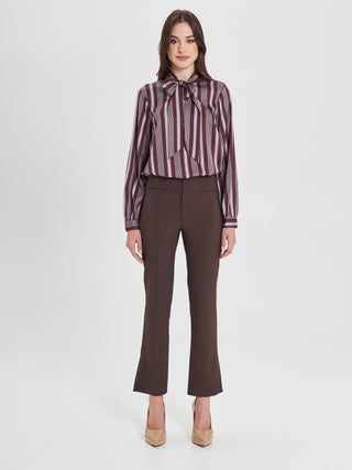 Pantaloni Marroni in Cadi Operato