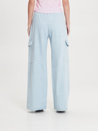 Pantaloni Cargo in Denim Chiaro