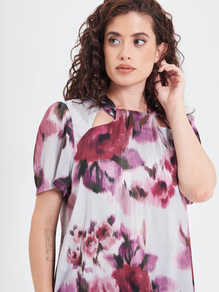 Blusa Curvy stampa Fiori Astratti