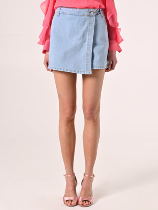 Skort in Denim Lavaggio Chiaro