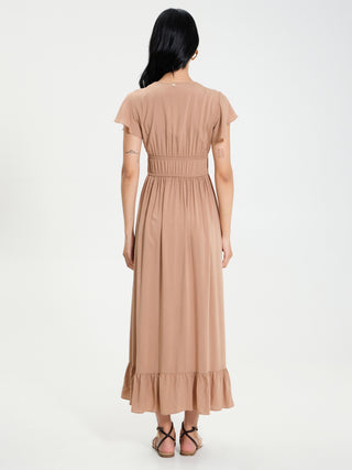 Abito Lungo in Viscosa  ECOVERO® Beige Biscotto