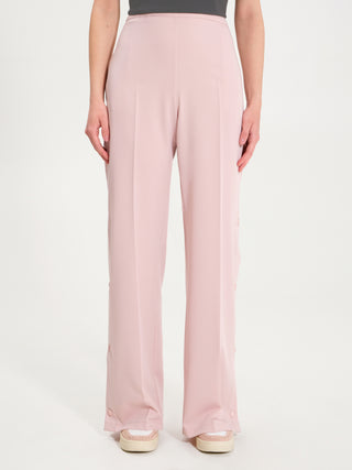 Pantaloni con Bottoni Laterali Rosa