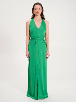 Abito Lungo in Raso Verde