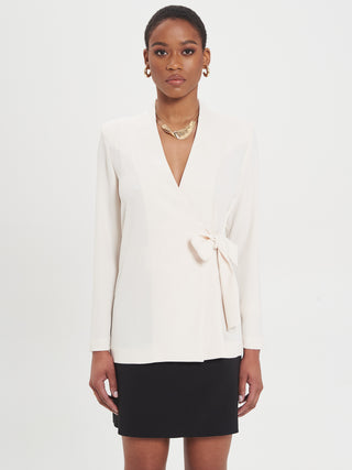 Giacca Aperta con Fiocco Avorio