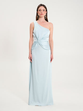 Abito Lungo in Raso Verde Acqua