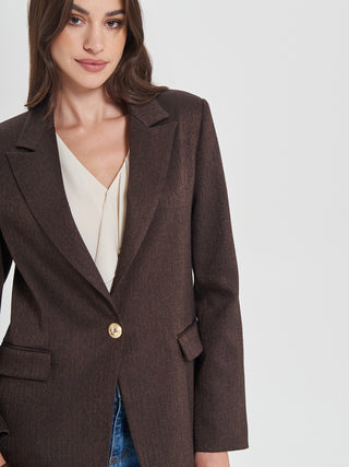 Giacca Monopetto in Poliviscosa Marrone
