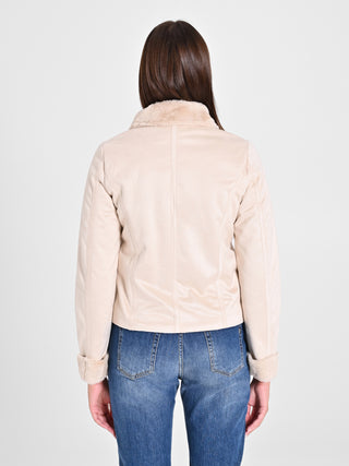 Chiodo effetto Scamosciato Beige