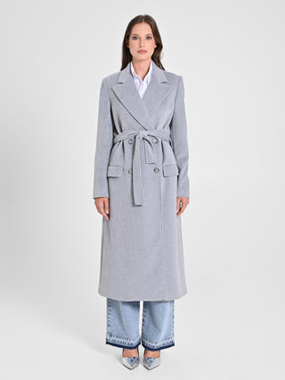 Maxi Cappotto Grigio con Cintura