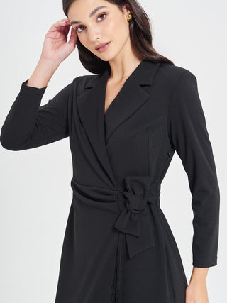 Abito Nero Wrap Frange