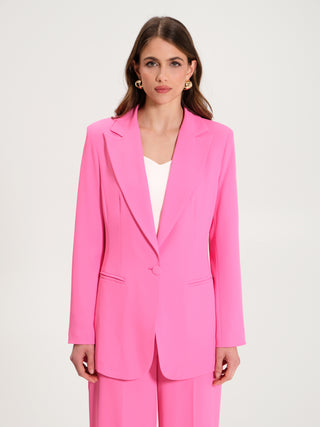 Giacca Lunga Monobottone Fluida Fuxia