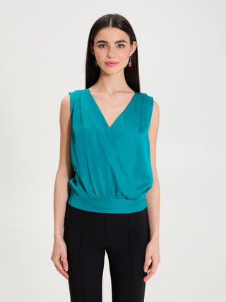 Top Boxy in Raso con Incrocio