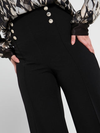 Pantaloni Curvy con Bottoni Dorati