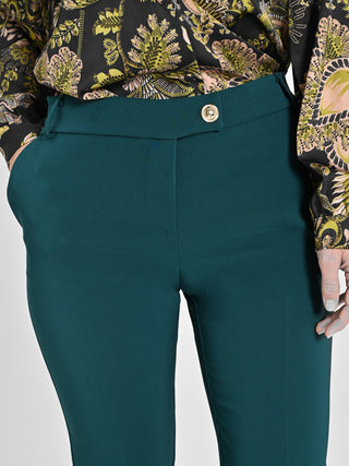 Pantaloni Straight in Tessuto Tecnico Verde Malachite