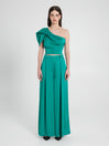 Pantaloni Palazzo in Satin Verde Giada