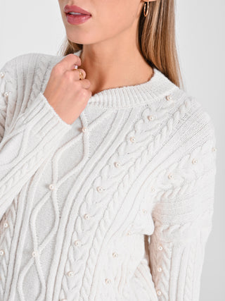 Maglione Bianco con Perle
