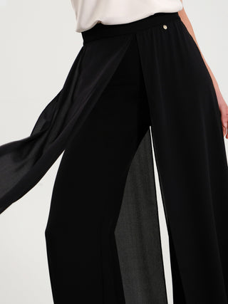 Pantaloni con Pannelli in Georgette Nero