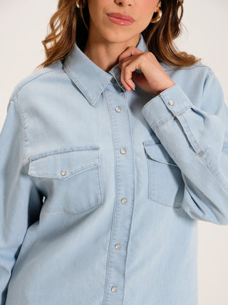 Camicia Denim Over Azzurro