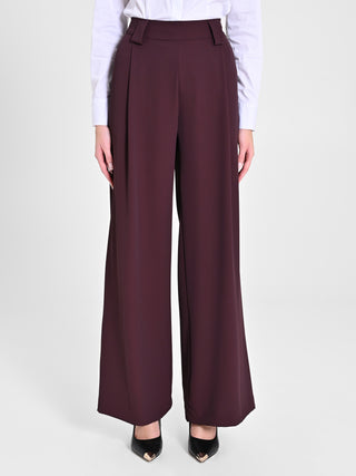 Pantaloni ampi color Melanzana