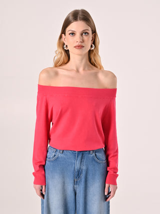 Maglioncino Off-the-Shoulders Fuxia