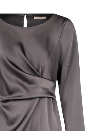 Abito Drappeggiato in Raso Grigio