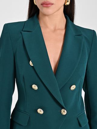 Giacca Doppiopetto in Tessuto Tecnico Verde Malachite