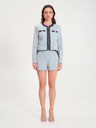 Shorts Tweed Inserto Denim Azzurro