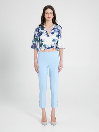 Pantaloni Slim in Tessuto Tecnico Azzurri