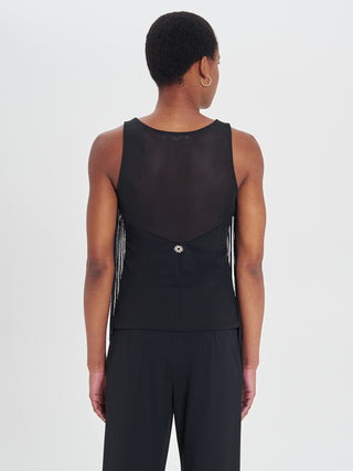Top Nero Frange & Tulle