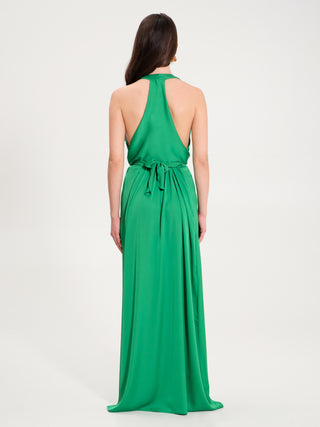 Abito Lungo in Raso Verde