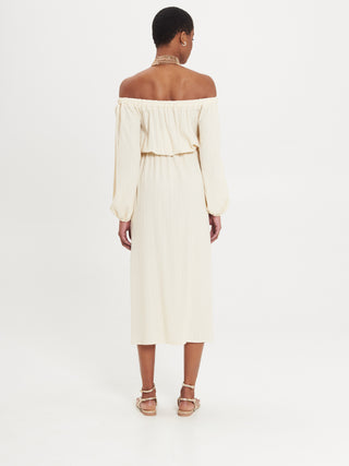 Abito Chemisier con Maniche a Palloncino Avorio