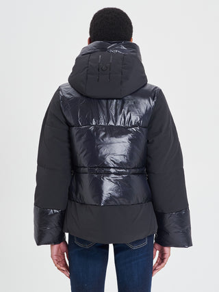 Piumino Corto Nero Opaco Lucido