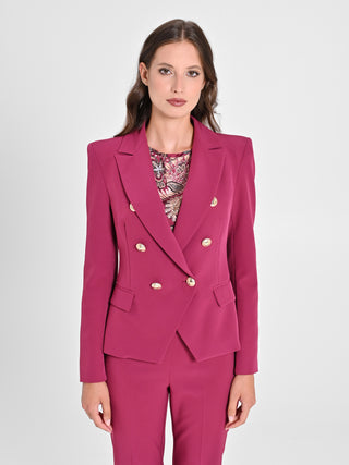 Giacca Doppiopetto in Tessuto Tecnico Bordeaux