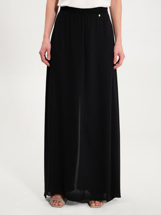 Pantaloni con Pannelli in Georgette Nero