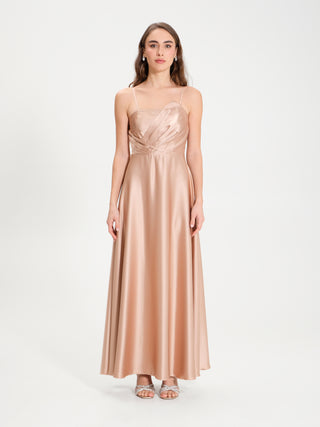 Abito Lungo in Raso con Corpetto