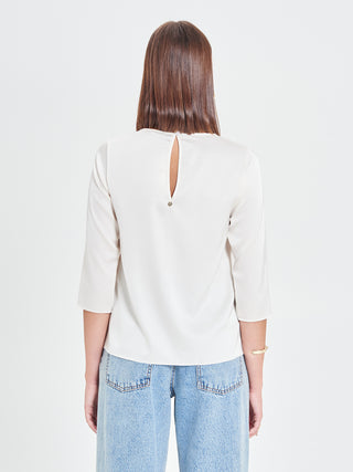 Blusa in Raso Bianco Avorio