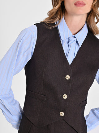 Gilet in Poliviscosa Marrone