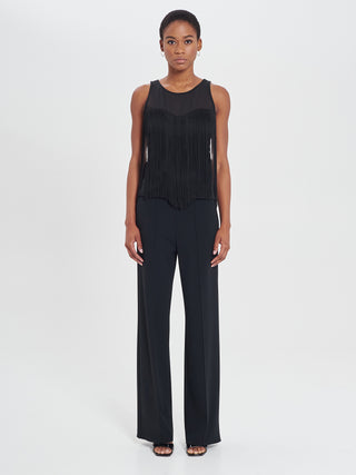 Top Nero Frange & Tulle