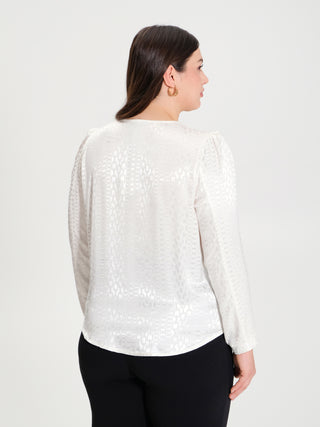 Blusa Curvy Incrocio con Stampa a Catena