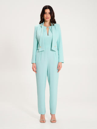 Giacca Corta Aperta con Bottoni Verde Acqua