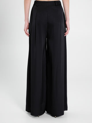 Pantaloni Palazzo in Satin Nero