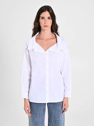 Camicia in Cotone con Collo Aperto